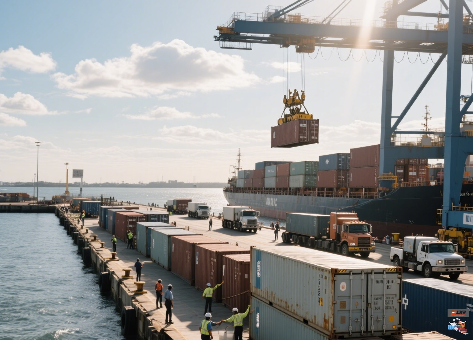 container loading according to CBM in the Port of St. Petersburg Container loading at St. Petersburg port in Russia measured by CBM for ocean freight planning