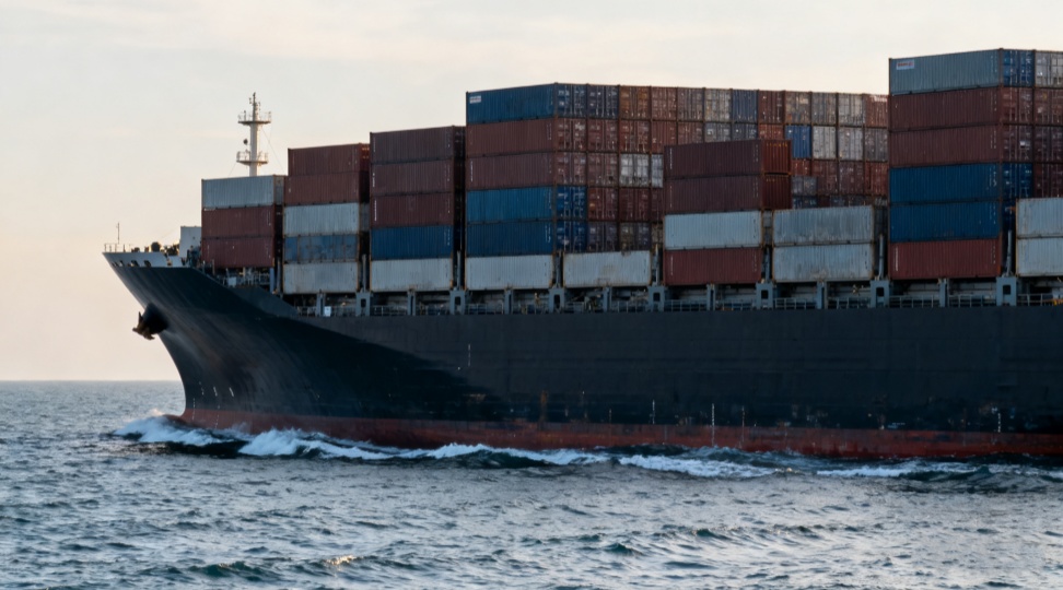 A large cargo vessel carrying shipping containers for sea freight from China to Australia.